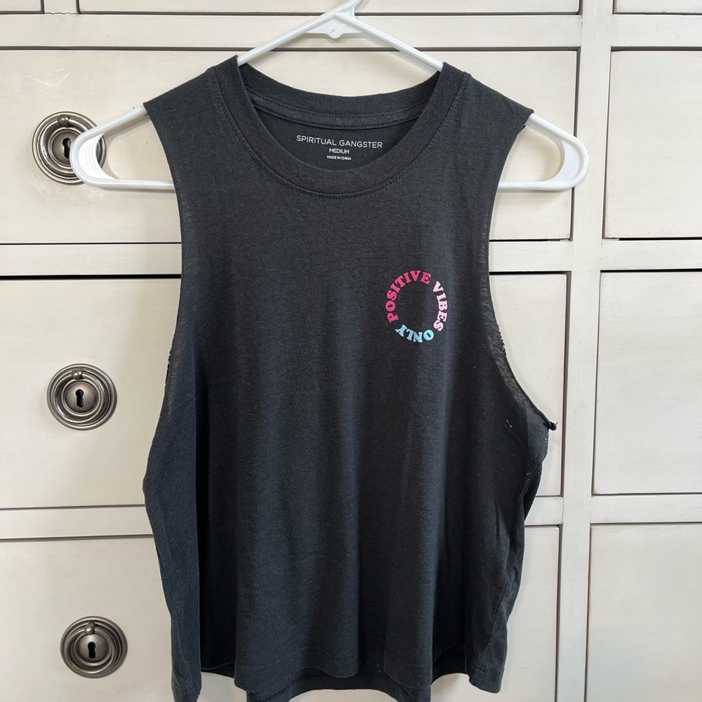 Spiritual Gangster Positive Vibes Only Tank Black Size Medium